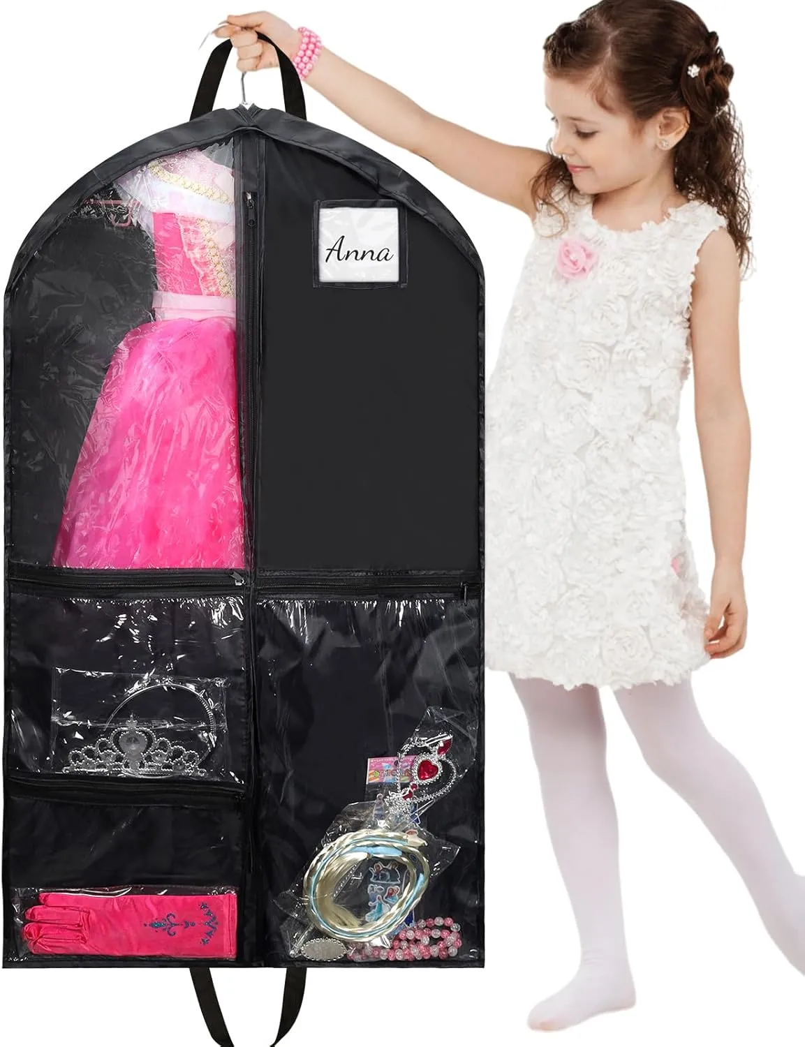 1 Pack Kids Garment Bags for Dance Costumes,40 Inch Dance Costume Garment Bag for Competition,Waterproof Hanging Garments Bag Breathable Clothes Bag for Dance Costumes,Skating,Theatre