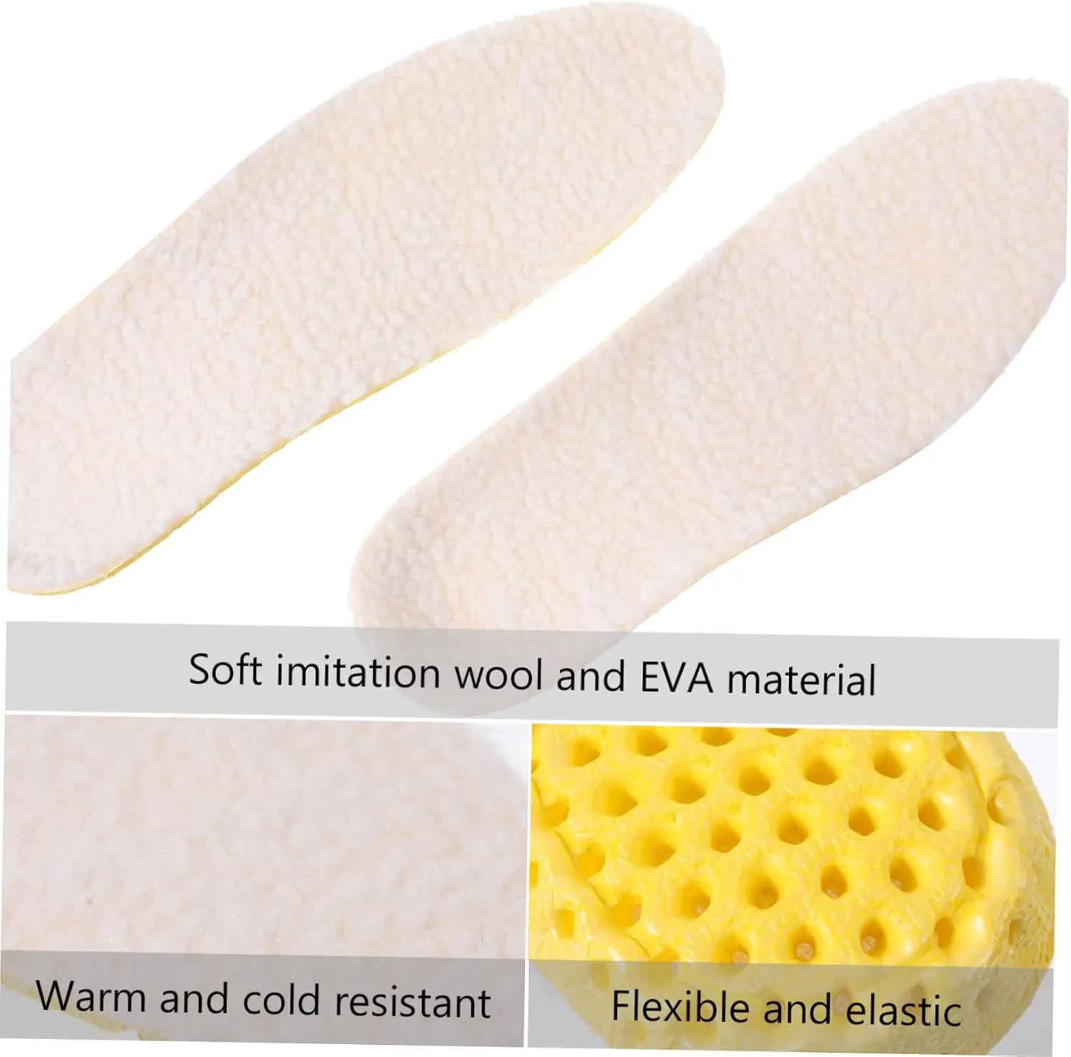 1 Pair of Warm Insoles Thickened Winter Warm Shoe Insoles Anti-Cold Non-Skid Odorless for Sneakers Boots