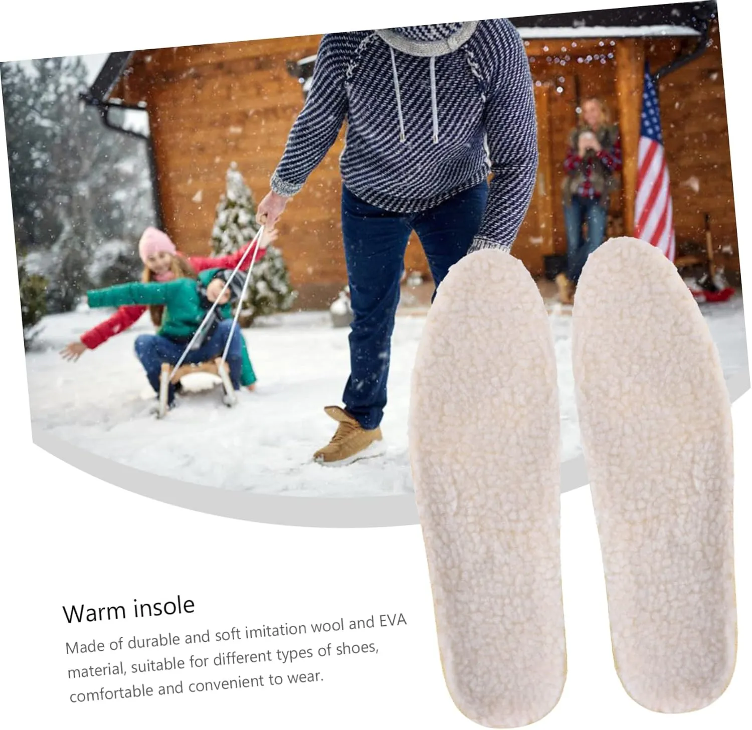 1 Pair of Warm Insoles Thickened Winter Warm Shoe Insoles Anti-Cold Non-Skid Odorless for Sneakers Boots