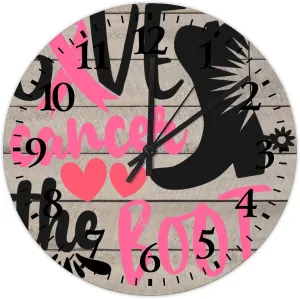 12 Inch Breast Cancer Give Cancer The Boot Wooden Wall Clocks Battery Operated Quartz Quiet Pink Warrior Room Decorative Wall Clock Arabic Numbers Round Clock for Home Office School