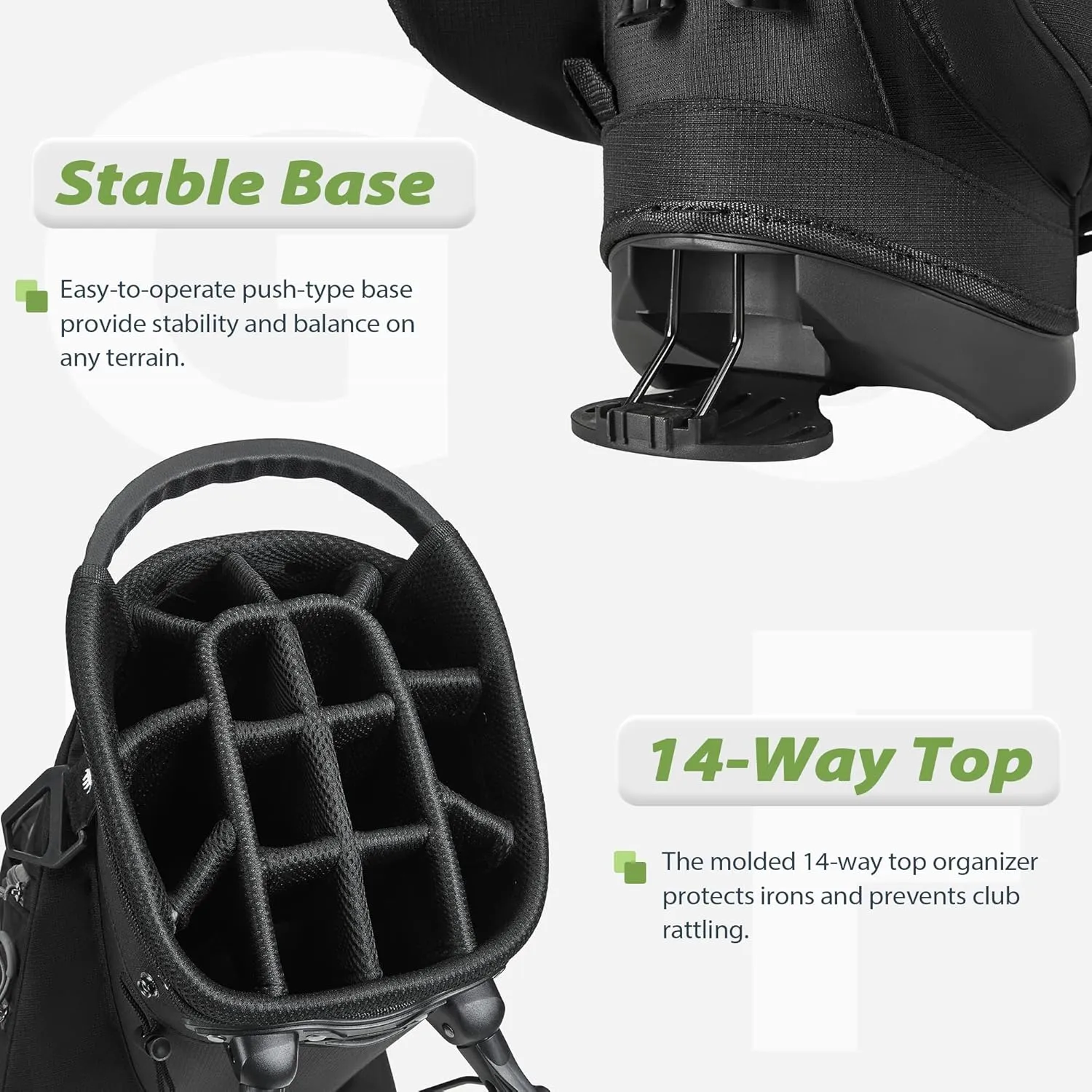 14-Way Golf Stand Bag, Golf Bag with Stand - Lightweight Durable Club Bag for Men & Women