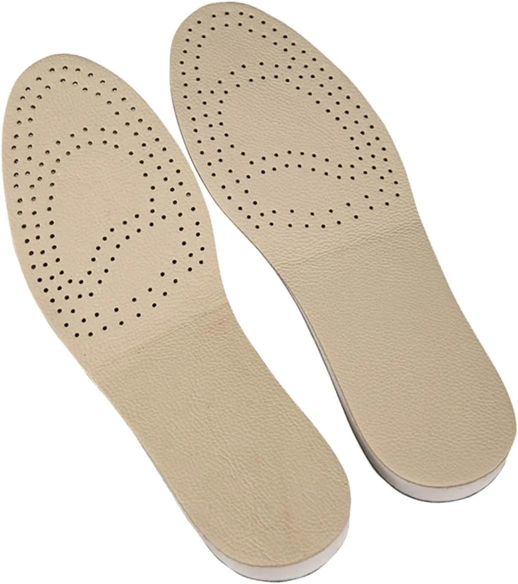1.5cm Height Increase Inserts Breathable Eva Insoles Cowhide for Men Heel Lift Inserts for Sneakers Boots Casual Shoes