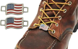 2 USA Flags Shoes Boot Lace Keeper Set US American Workers Shoelace Charms for Shoes Sneakers