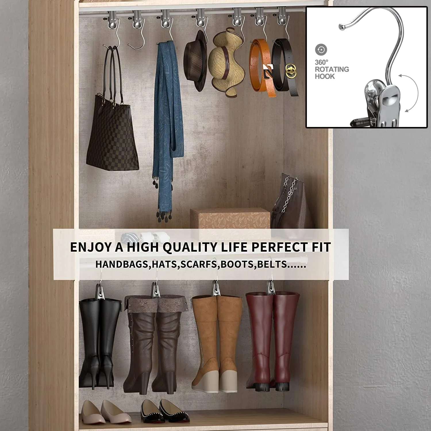 20 Pack Boot Hangers Closet Hanging Clips Laundry Hooks for Hats, Pants, Towel, Socks, Handbags, Bags, Underwear (20 Pack - Single)