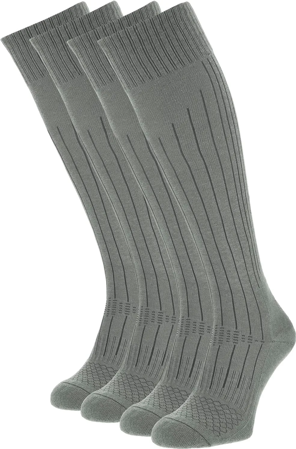 281Z Military Demi Season Breathable Knee High Cushioned Uniform Boot Socks - Tactical Trekking Hiking - Outdoor Fishing Hunting (Foliage Green Large 4 Pairs Pack)