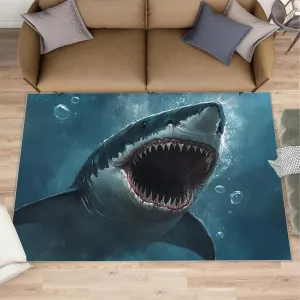 3 x 2 Rug, Shark Rugs for Living Room Bedroom, Blue Ocean Kids Area Rug, Underwater World Washable Non Slip Soft Large Indoor Rugs, Home Decor & Gifts