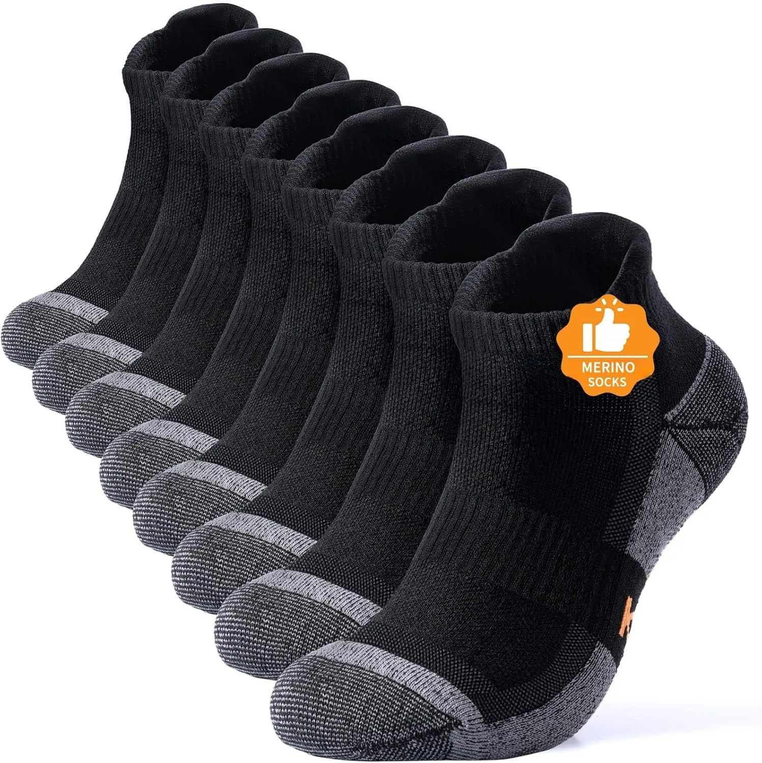 4 Pairs Merino Wool Ankle Running Hiking Socks Compression Support Breathable Thick Cushion No Show Socks for Men