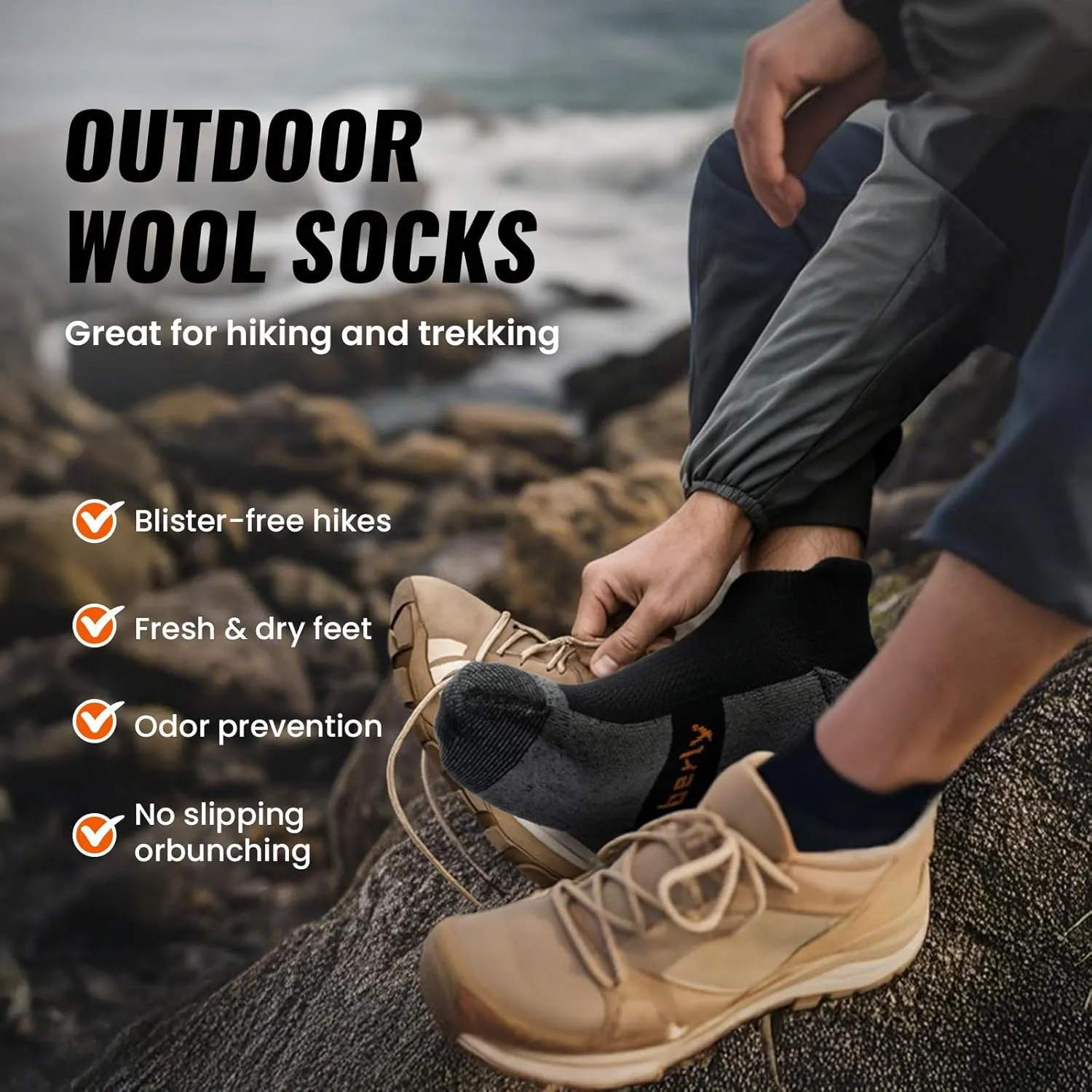 4 Pairs Merino Wool Ankle Running Hiking Socks Compression Support Breathable Thick Cushion No Show Socks for Men