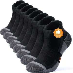 4 Pairs Merino Wool Ankle Running Hiking Socks Compression Support Breathable Thick Cushion No Show Socks for Men