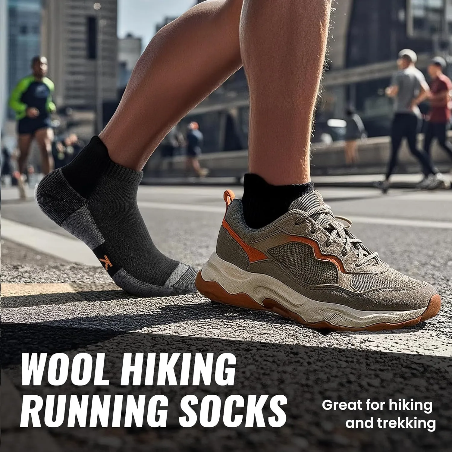 4 Pairs Merino Wool Ankle Running Hiking Socks Compression Support Breathable Thick Cushion No Show Socks for Men