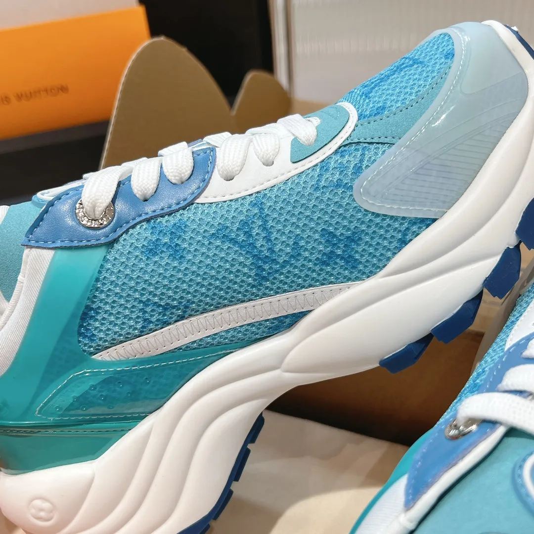 50mm Blue Sneaker Monumental discount Fabric Louis Best-selling items Monogram Run Jacquard Vuitton 55 Light