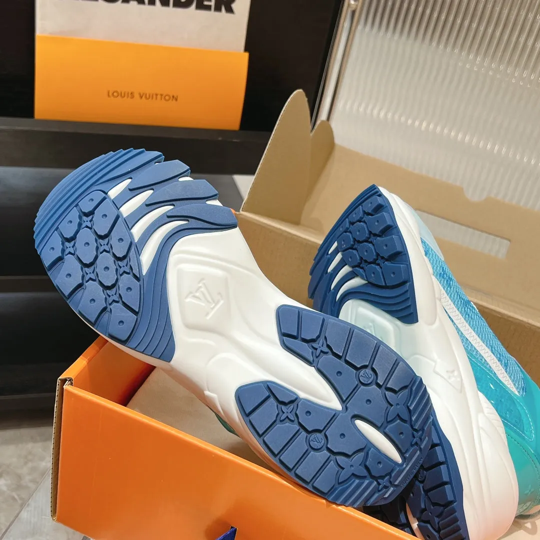 50mm Blue Sneaker Monumental discount Fabric Louis Best-selling items Monogram Run Jacquard Vuitton 55 Light