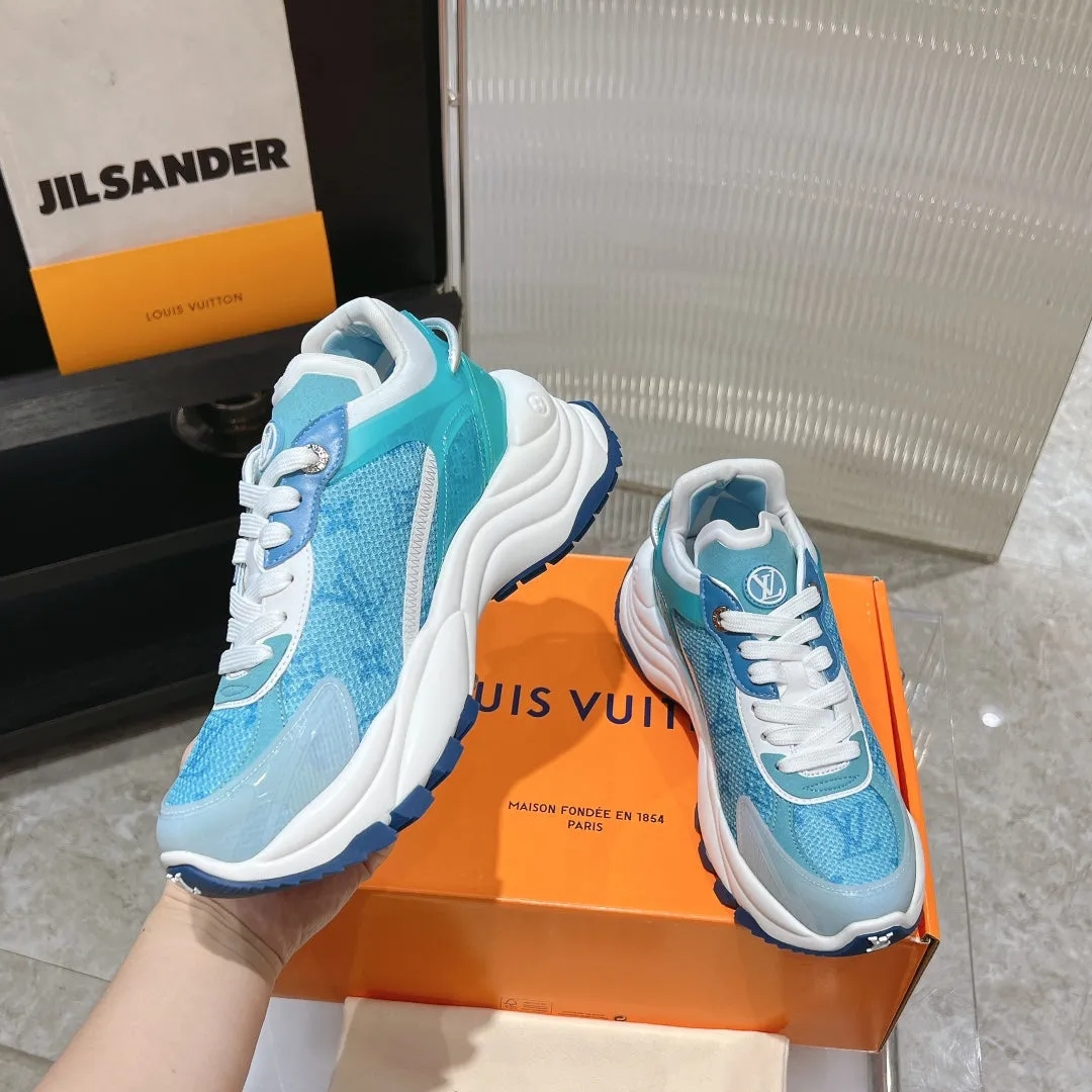 50mm Blue Sneaker Monumental discount Fabric Louis Best-selling items Monogram Run Jacquard Vuitton 55 Light