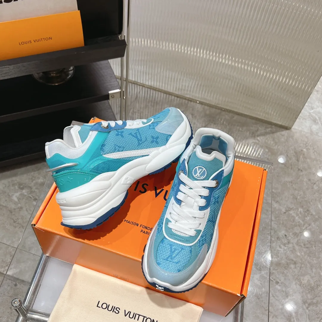 50mm Blue Sneaker Monumental discount Fabric Louis Best-selling items Monogram Run Jacquard Vuitton 55 Light