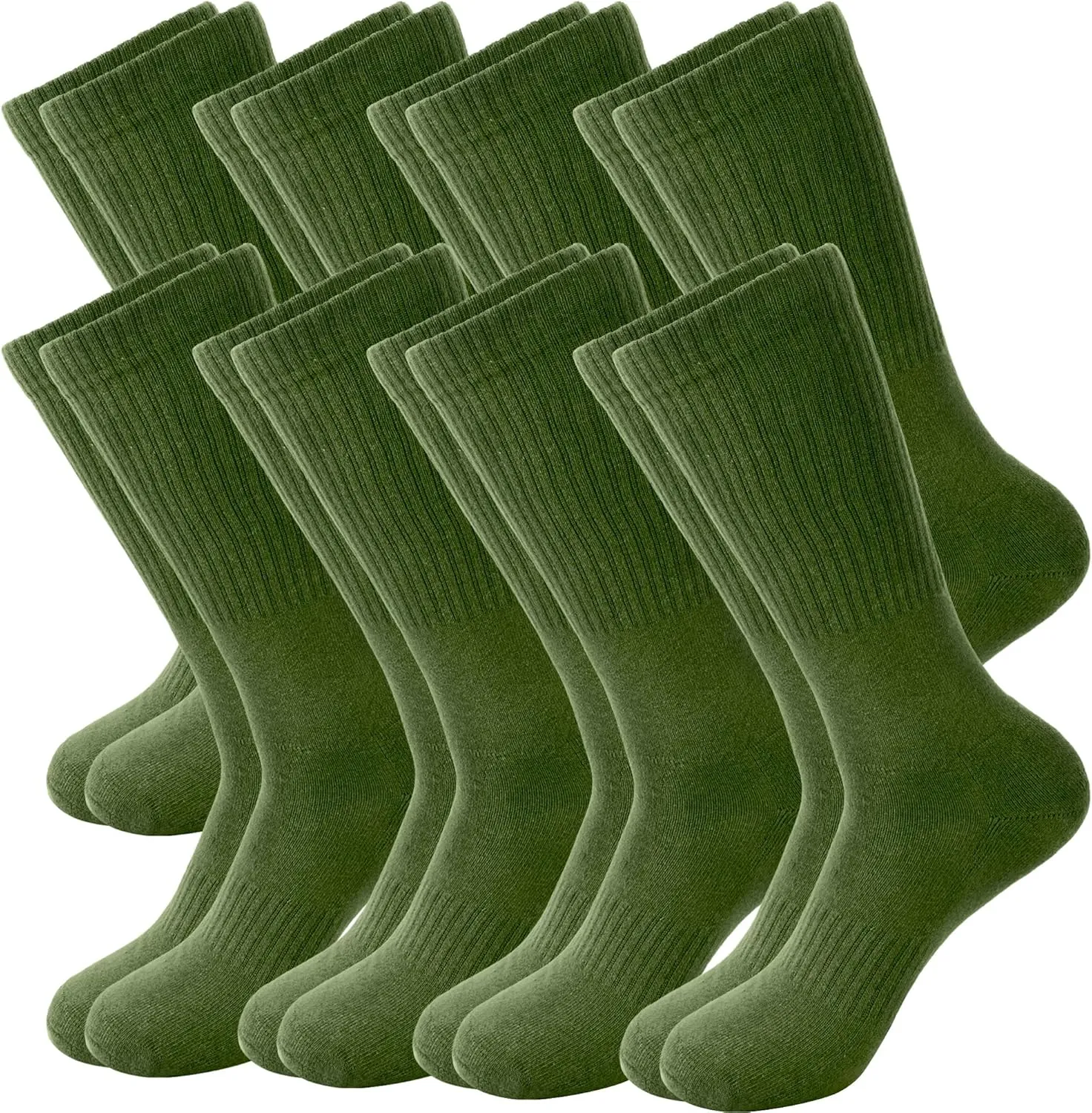 8 Pairs Men's Army Green Socks Military Boot Sock for Soldiers Firefighters Police Outdoor Sports Hiking