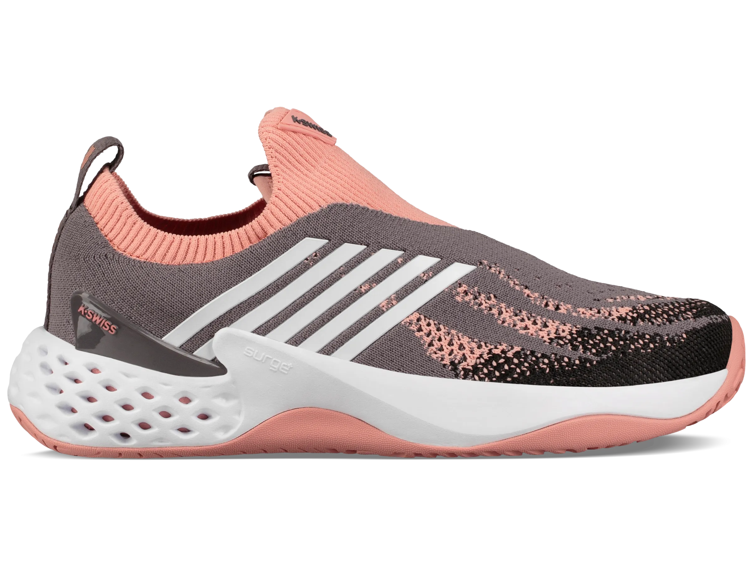 96137-095-M | WOMENS AERO KNIT | PLUM KITTEN/CORAL ALMOND/WHITE