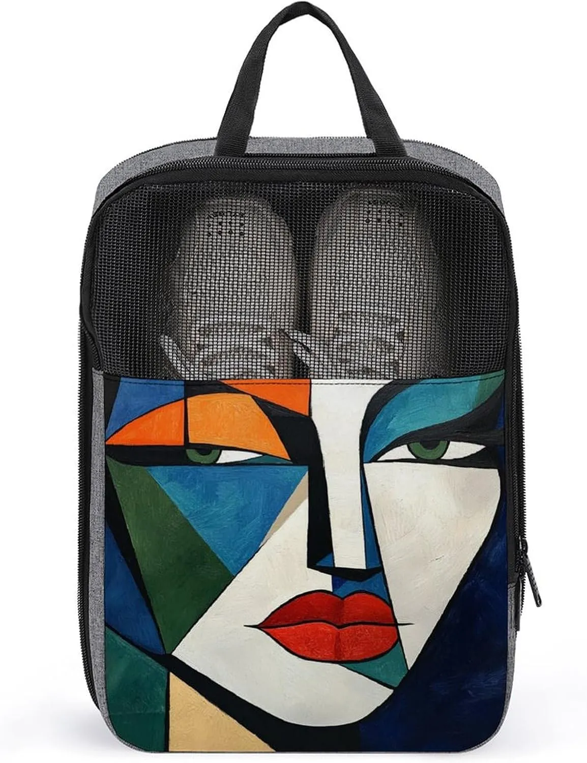 Abstract Face Cubism Bold Geometric Shoe Bag for Travel Daily Use Anti-dust Storage Carrier Golf Shoe Pouch