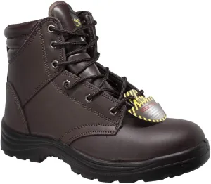 Ad Tec Men's 6" Leather Work Boot, Safety Steel Toe Injection Molded Oil Resistant Rubber Outsole