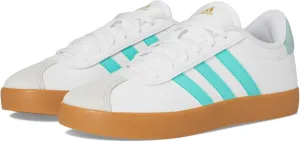 adidas VL Court 3.0 Sneaker, White/Flash Aqua/Alumina, 1.5 US Unisex Little Kid