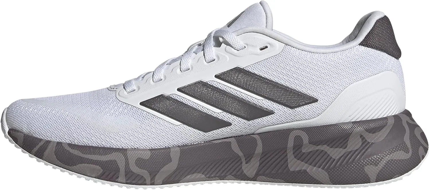 adidas Women's Run Falcon 5 Sneaker, White/Grey Strata/Black, 5