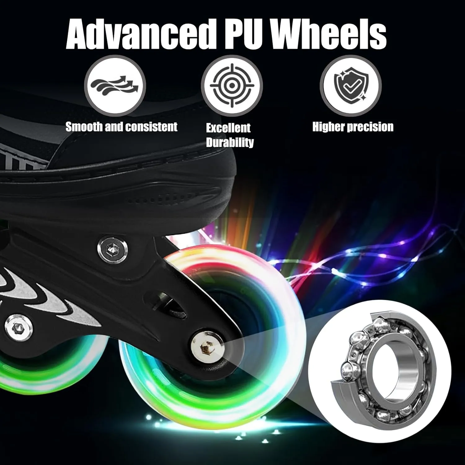 Adjustable Inline Skates for Kids and Teens Ages 4-16, All 8 Wheels of Inline Roller Skates Light Up, Safe and Fun Illuminating for Outdoor Indoor Sports