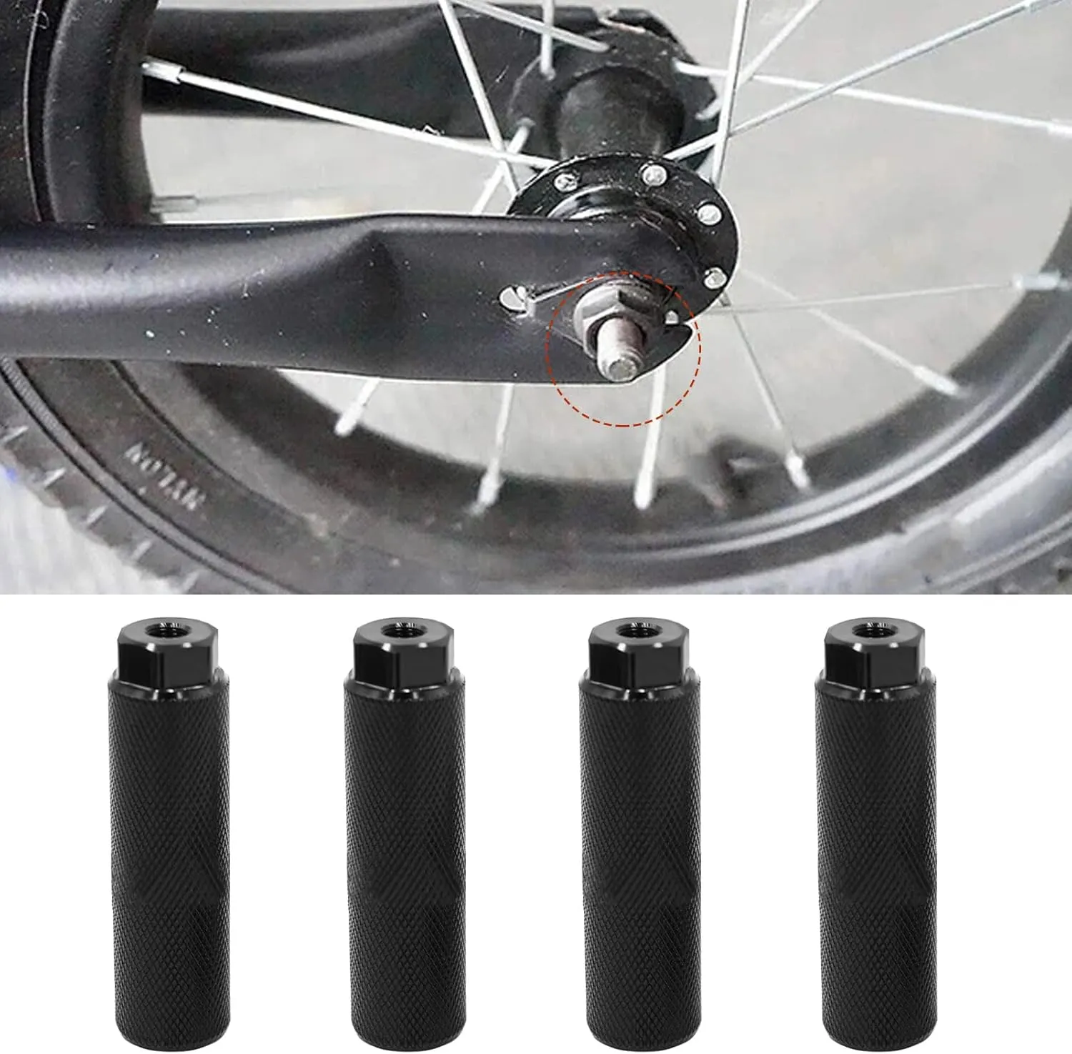 Aluminum Alloy Bike Pegs, 2 Pairs Anti-Skid Bicycle Pegs, Bike Foot Pegs for BMX Mountain Bike Cycling Rear Stunt Pegs Fit 3/8 inch Axles