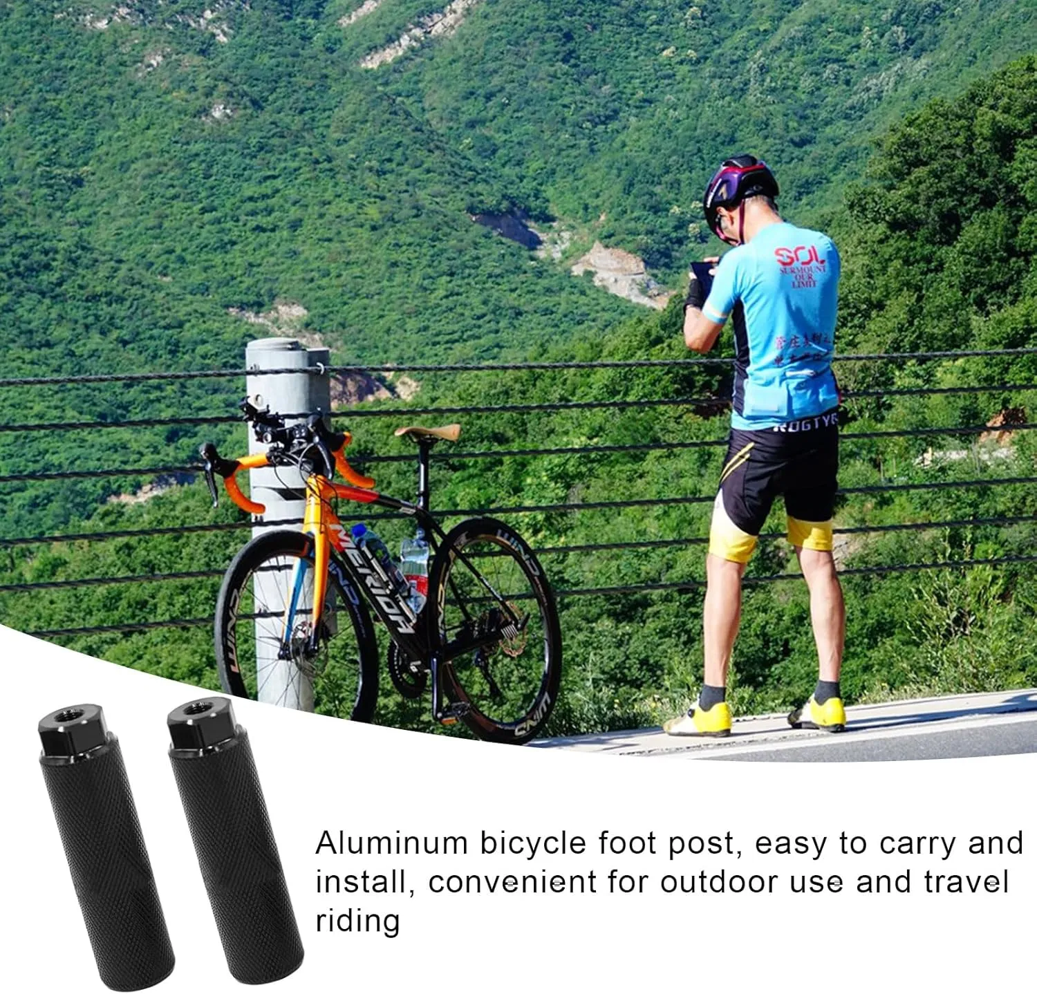 Aluminum Alloy Bike Pegs, 2 Pairs Anti-Skid Bicycle Pegs, Bike Foot Pegs for BMX Mountain Bike Cycling Rear Stunt Pegs Fit 3/8 inch Axles