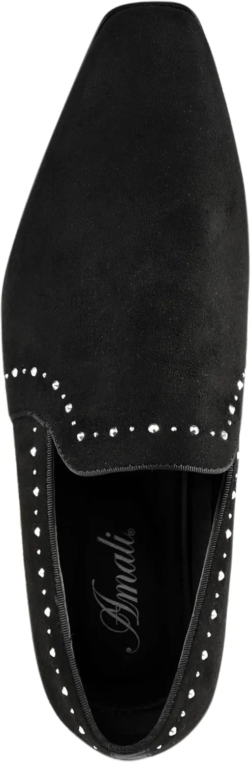 Amali Devy, Men's Dress Loafers, Slip-On Tuxedo Shoes for Men, Velvet Embellished Loafer Slippers