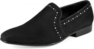 Amali Devy, Men's Dress Loafers, Slip-On Tuxedo Shoes for Men, Velvet Embellished Loafer Slippers