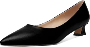 AMBELIGHT Womens Pointed Toe Solid Slip On Casual Matte Office Kitten Low Heel Pumps Shoes 1.5 Inch