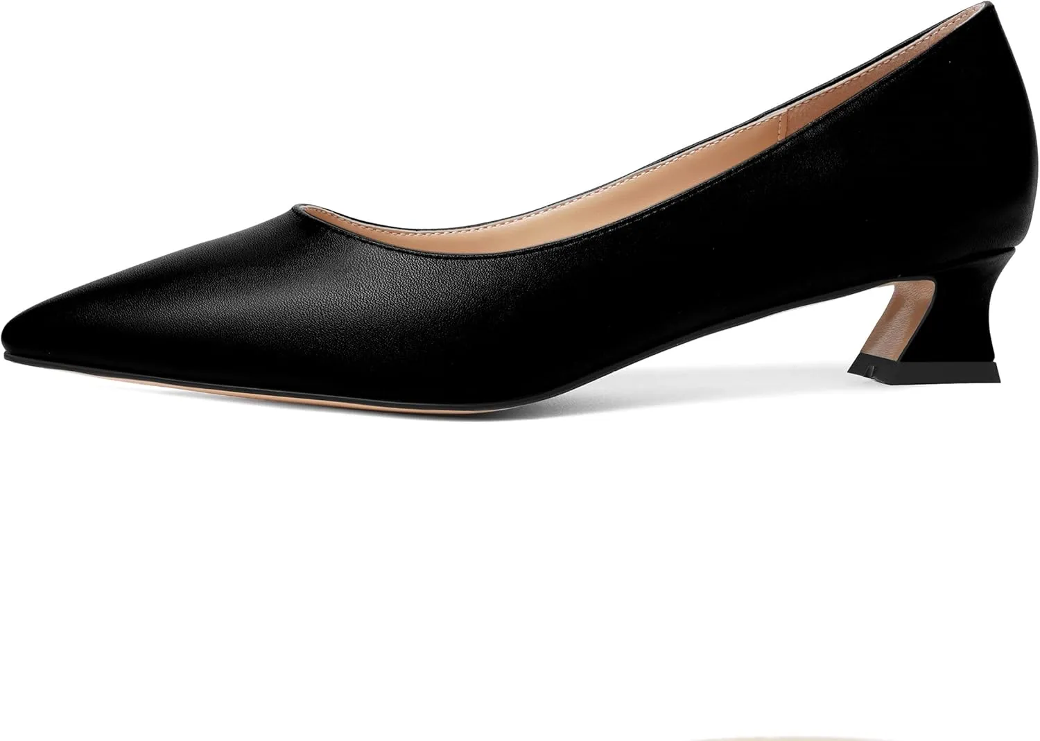 AMBELIGHT Womens Pointed Toe Solid Slip On Casual Matte Office Kitten Low Heel Pumps Shoes 1.5 Inch