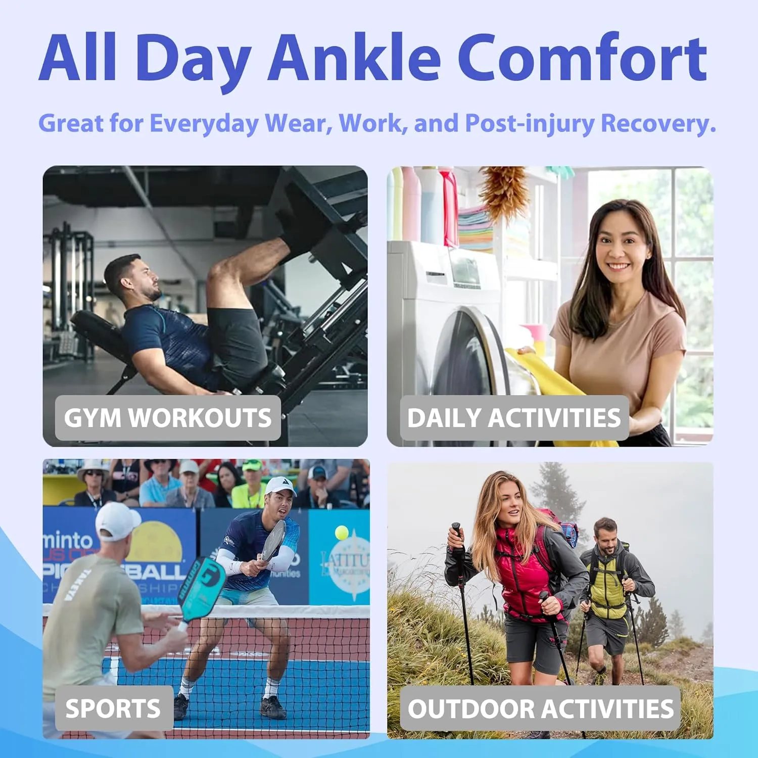 Ankle Brace for Women, Men, Plantar Fasciitis Relief, Achilles Tendonitis Brace for Sprained Foot, Ankle Compression Sleeve with Strap Black S