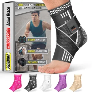 Ankle Brace for Women, Men, Plantar Fasciitis Relief, Achilles Tendonitis Brace for Sprained Foot, Ankle Compression Sleeve with Strap Black S