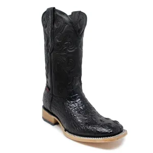Artillero Caiman Print Square Toe Cowboy Boot- Black
