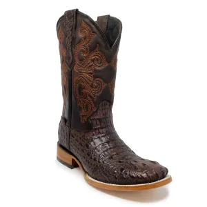 Artillero Caiman Print Square Toe Cowboy Boot- Brown