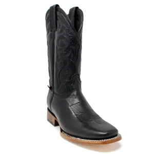 Artillero Traditional Square Toe Cowboy Boot- Black