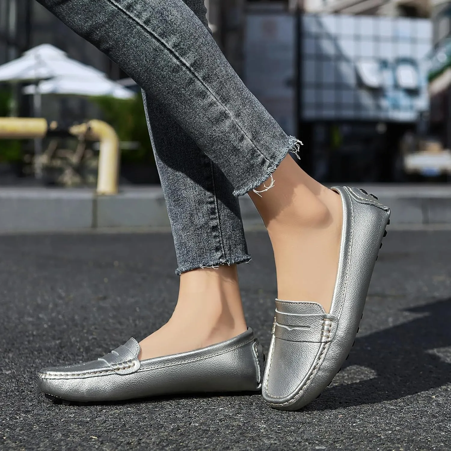 Artisure Women's Classic Comfort Leather Penny Loafers Casual Slip-Ons Lightweight Walking Flats Driving Mocs Boat Shoes