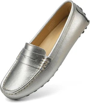 Artisure Women's Classic Comfort Leather Penny Loafers Casual Slip-Ons Lightweight Walking Flats Driving Mocs Boat Shoes