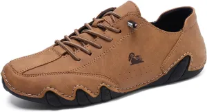 Asifn Men's Slip on Loafers Breathable Leather Shoes Fashion Lace up Casual Lightweight Sneakers Rubber