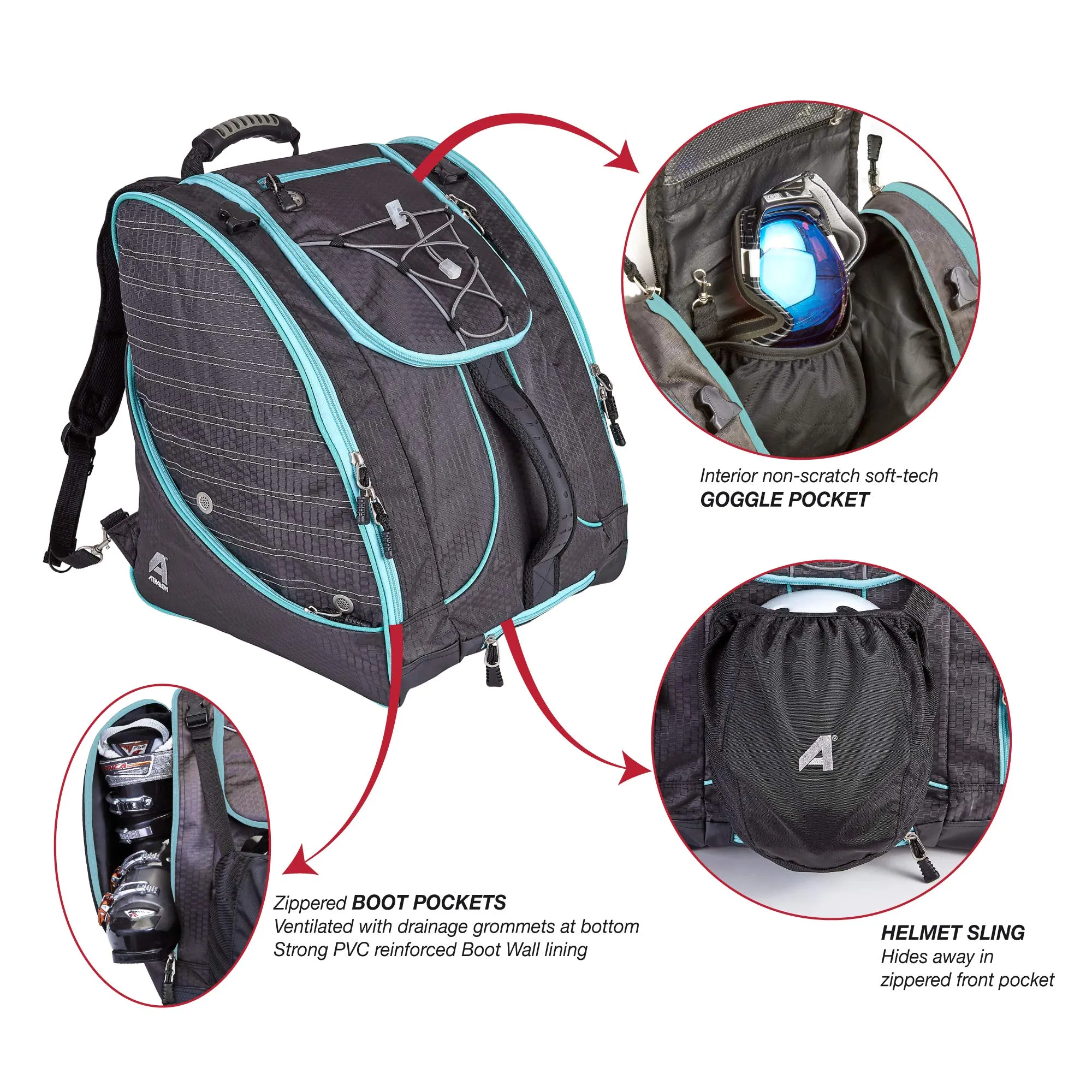 Athalon Everything Ski Boot Bag and Backpack Plus– Ski - Snowboard – Holds Everything – (Ski Boots, Helmet, Goggles, Gloves) U1