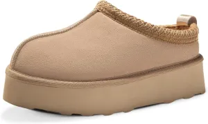 ATHMILE Womens Slippers Platform Mini Boots Slippers for Women Short Ankle Boots Tasman Slippers Suede Upper Fur Fleece Lined for Outdoor