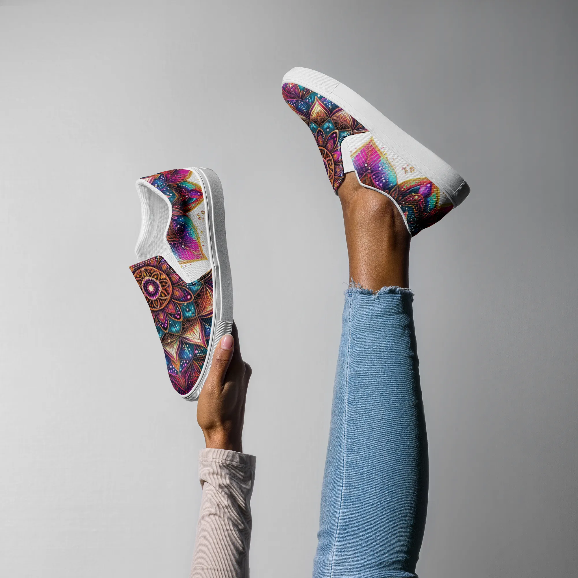 Aurora Mandala Women’s slip-on canvas shoes