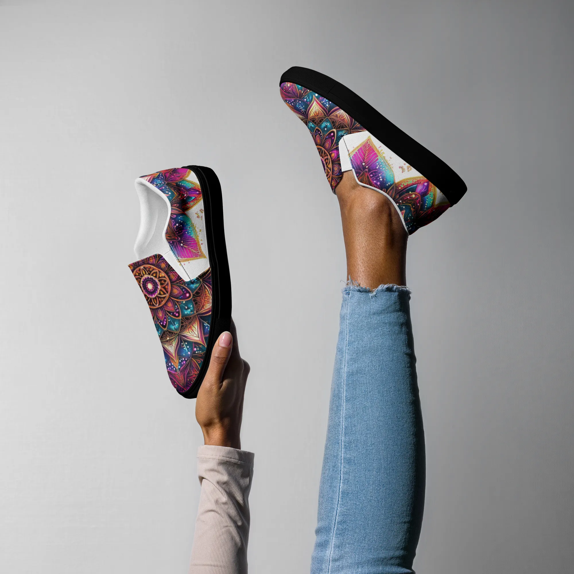 Aurora Mandala Women’s slip-on canvas shoes