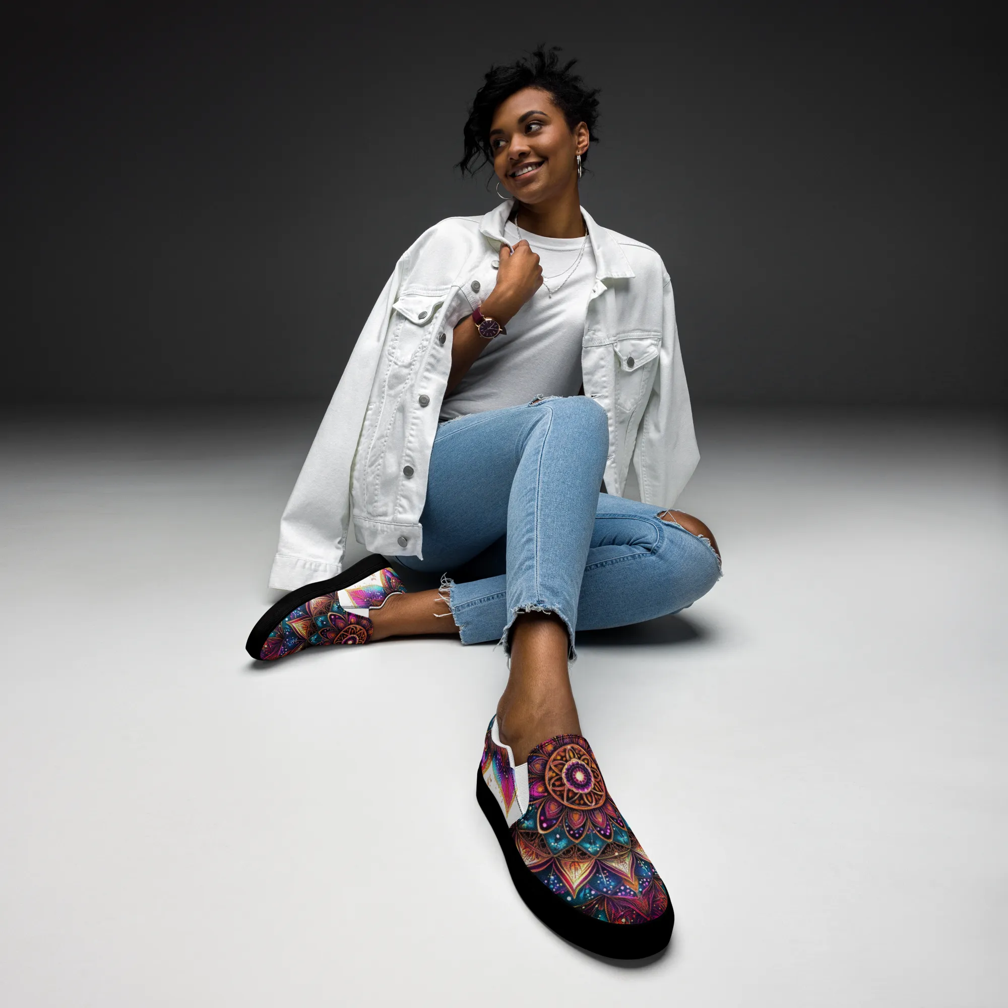 Aurora Mandala Women’s slip-on canvas shoes