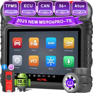 Autel MS906pro-TS, Autel OBD2 Scanner, Upgrade of MS906 Pro/ MS906TS/ MK908, Top TPMS Programming Tool, CAN FD/Do IP, 36  Services, All System Diagnostic, ECU Coding, 10000  Vehicles
