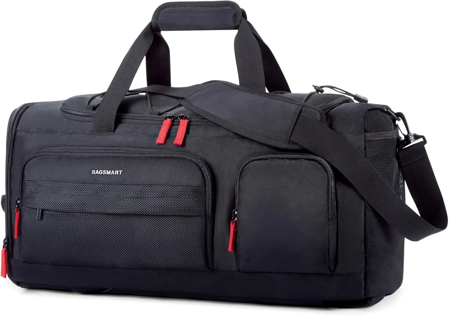 BAGSMART Large Gym Bag for Women & Men, 63L Sports Travel Duffel Bag with 15.6" Laptop Compartment，Carry On Weekender Bag for Airplane,Workout Overnight Backpack for Travel,Black