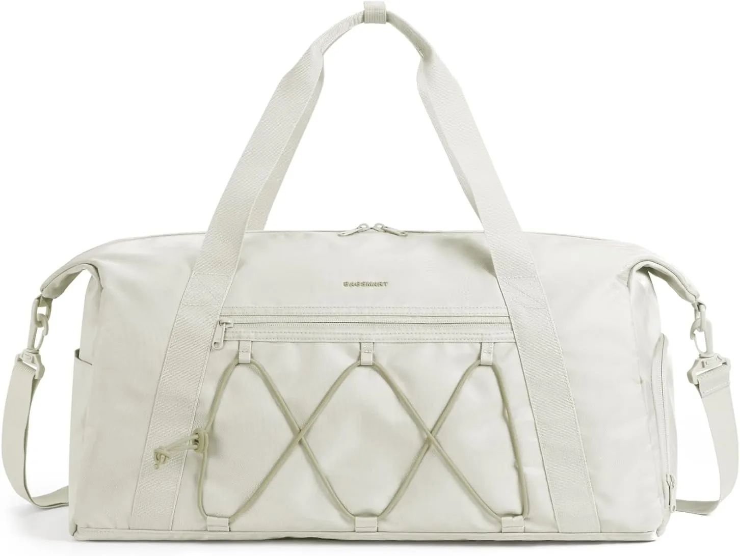 BAGSMART Small Gym Bag With Shoe Compartment & Wet Pocket, Lightweight Sports Travel Duffel Bag, Carry On Bag Weekender Overnight Bag, Water Resistant Sports Gym Tote Bags Swimming Yoga, Beige