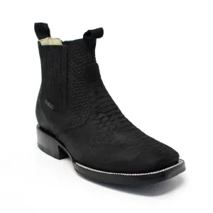 Bandoleros Black Imitation Python Square Toe Ankle Boot