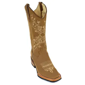 Bandoleros Floral Narrow Square Toe Cowgirl Boots