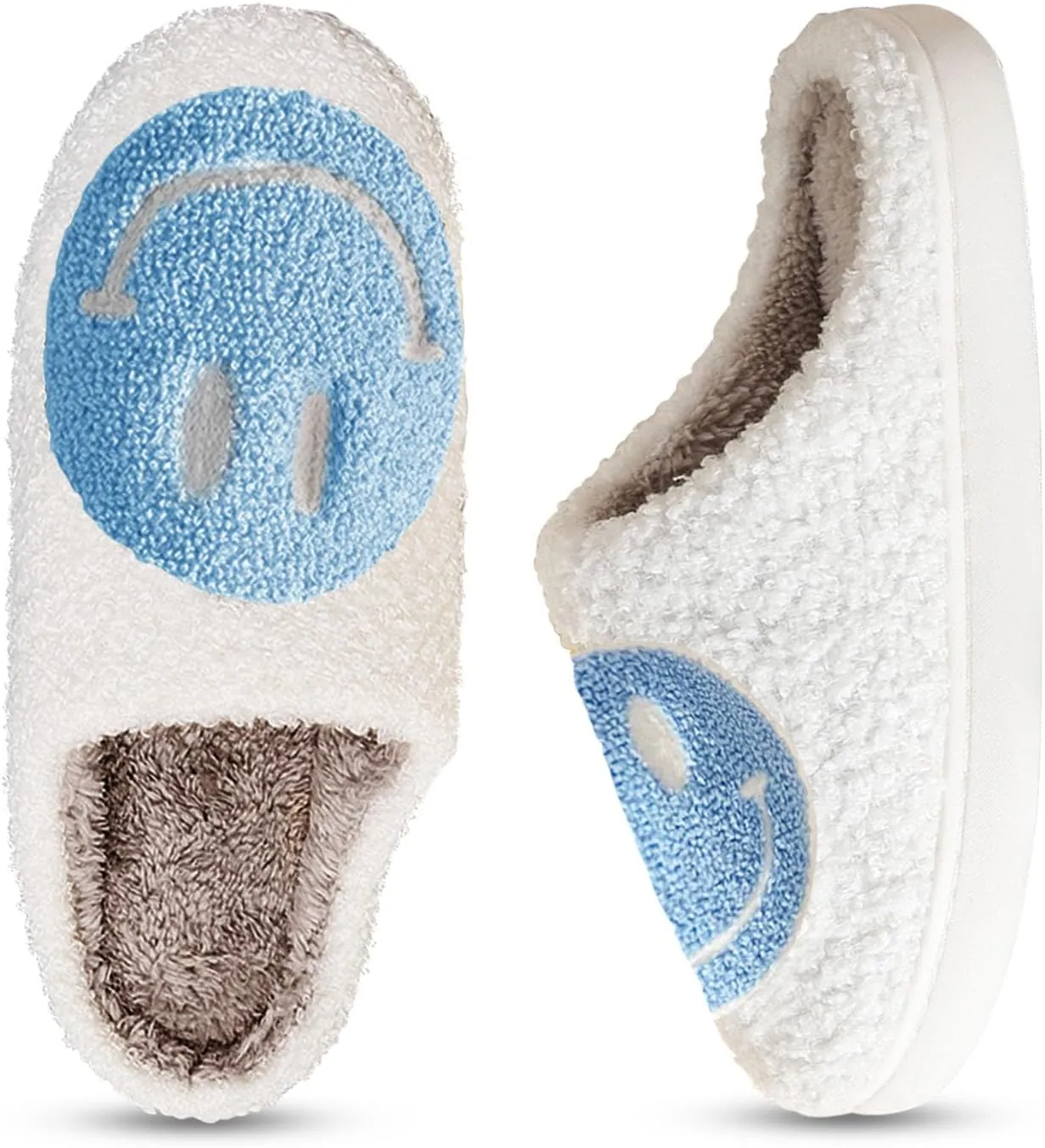 Beishani Smile Face Slippers for Women Happy face slippers Retro Soft Plush Warm Slip-on Slippers Cozy Indoor Outdoor Womens Slippers